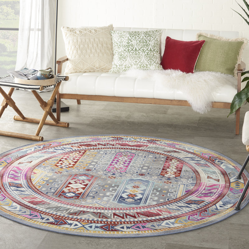 Oldham Ikat Area Rug, Round 172cm