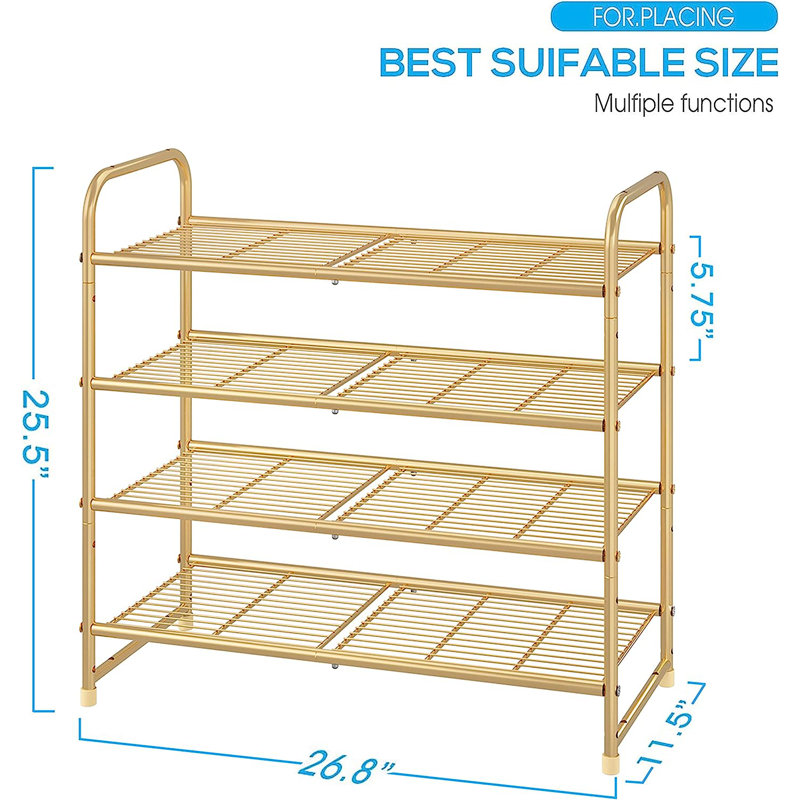12 Pair Stackable Shoe Rack, Golden