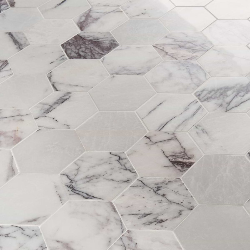 Lilac Premium 4” Hexagon Polished Marble Mosaic Tile