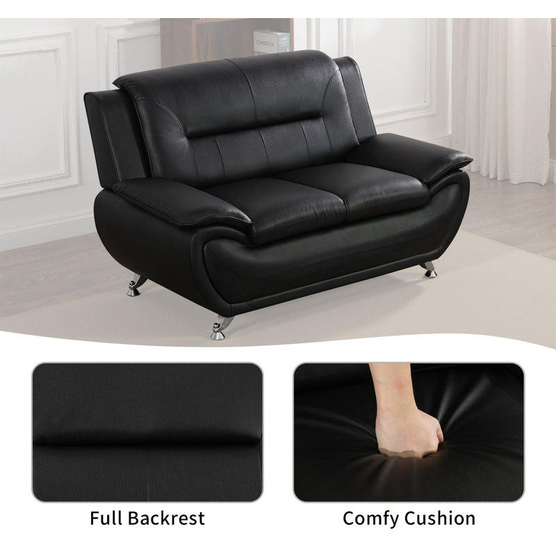Ebern Designs Faux Leather Loveseat Sofa - Wayfair Canada