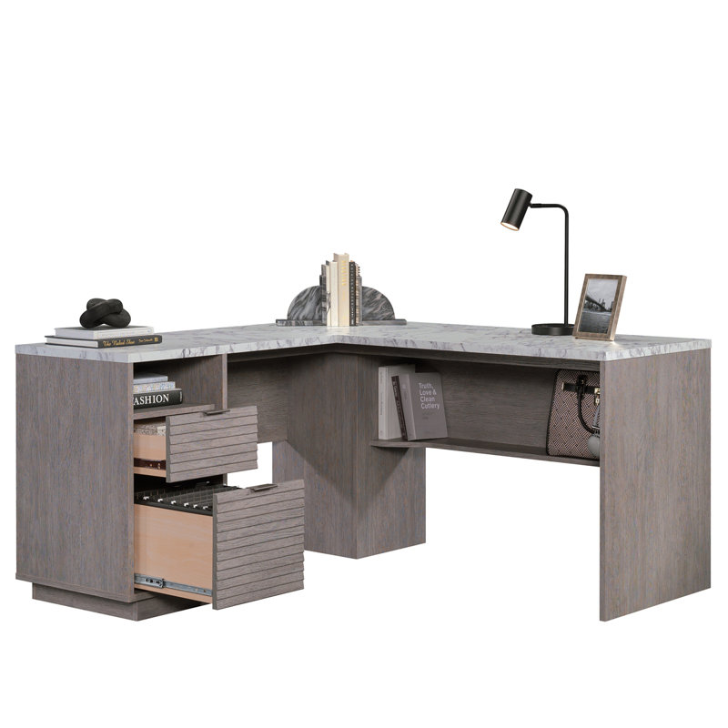 Bureau en L, finition brune