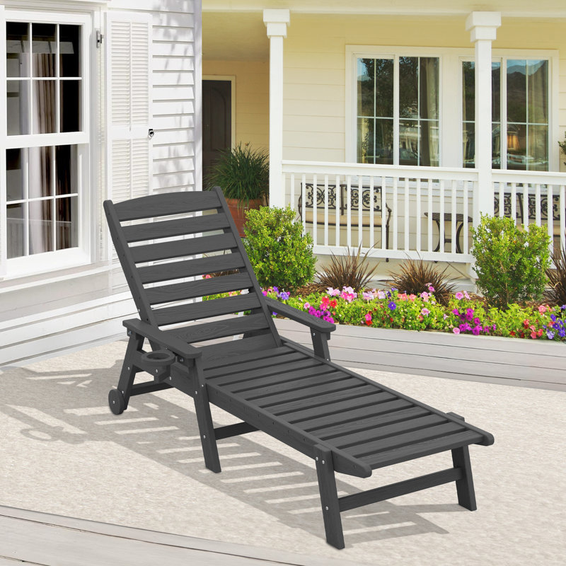 Chaise longue avec accoudoirs et roulettes Swann, Gris foncé
