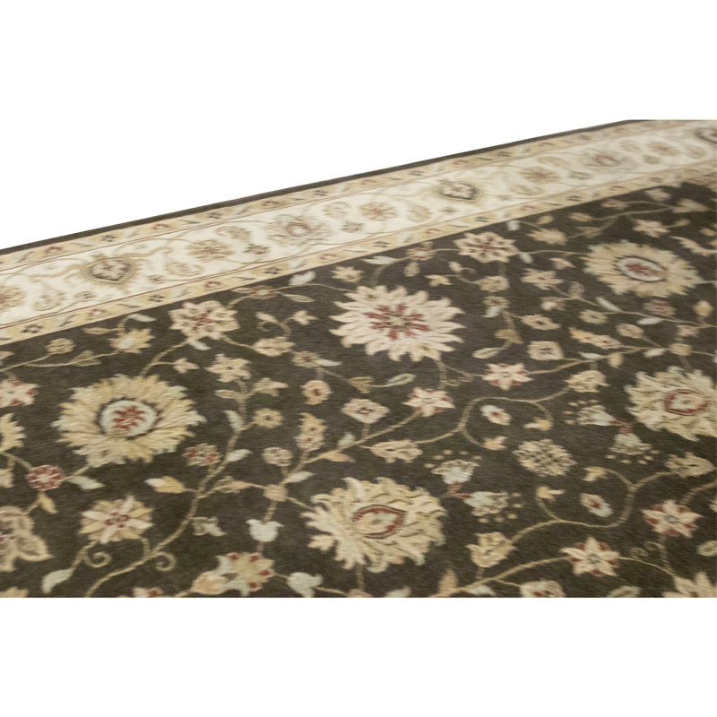 Tapis brun et beige de haute qualité noué à la main