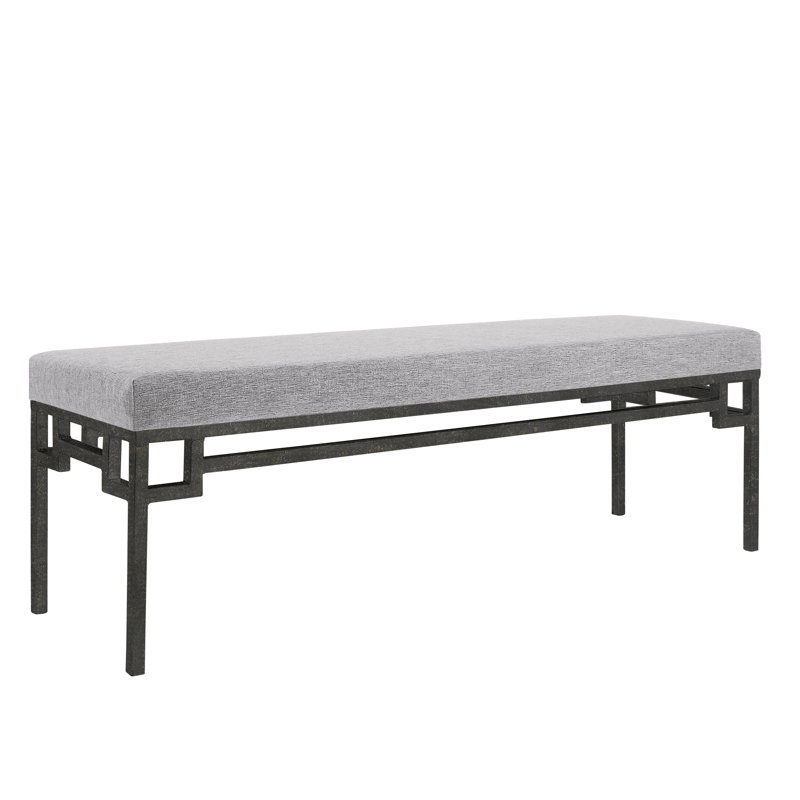 Jackson Upholstered Bench, Antique Black/Dove Gray Linen