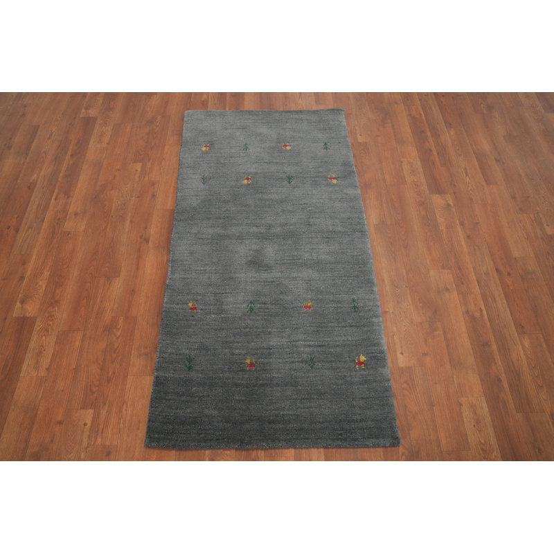 Gray Gabbeh Style Indian Runner Rug 2x5