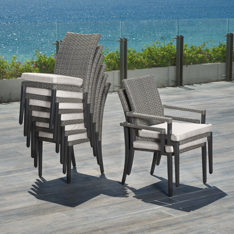 Ensemble de 2 chaises de salle à manger d'extérieur Layden et coussins Sunbrella - toile Sunbrella
