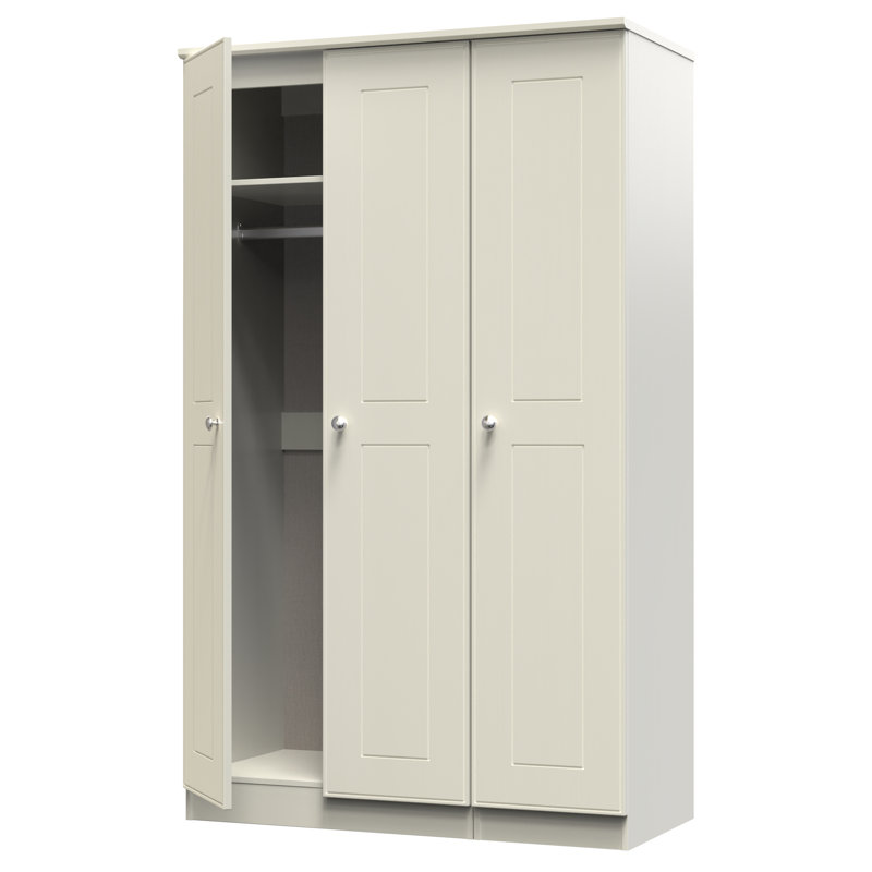 Conners Triple Plain Wardrobe, Cream Ash