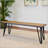 Aryven Industrial Wood Dining Bench, Rustic Dark Pine Finish