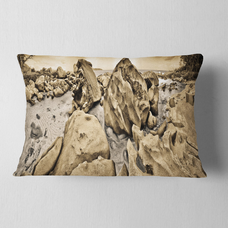 Coussin lombaire paysage paysage rocheux Praslin Seychelles