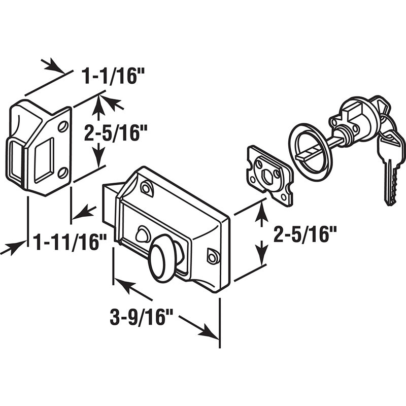 Serrure à came en métal plaqué laiton 7/8 po Prime-Line, trou de serrure Yale (paquet de 1)