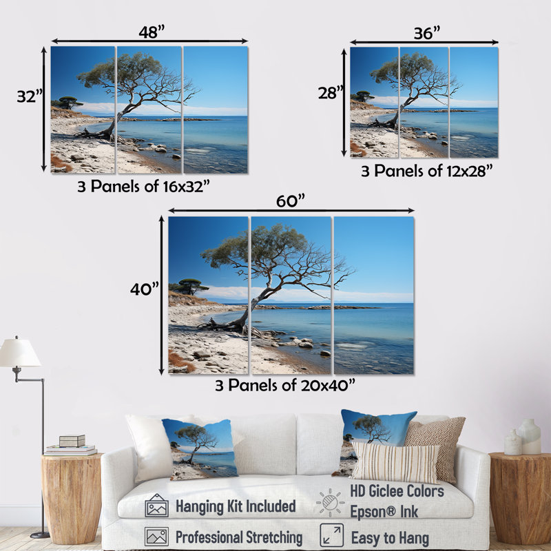 Monochromes bleu et gris, paysage cubain, ensemble d'art sur toile, Cuba, Toile tendue, H 28 po x l 36 po x P 1 po