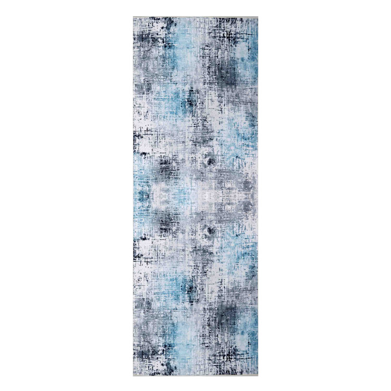 Delara Blue Machine Washable Area Rug – Non-Slip, Stain Resistant, GRS Certified, for Bedroom, Living & Dining