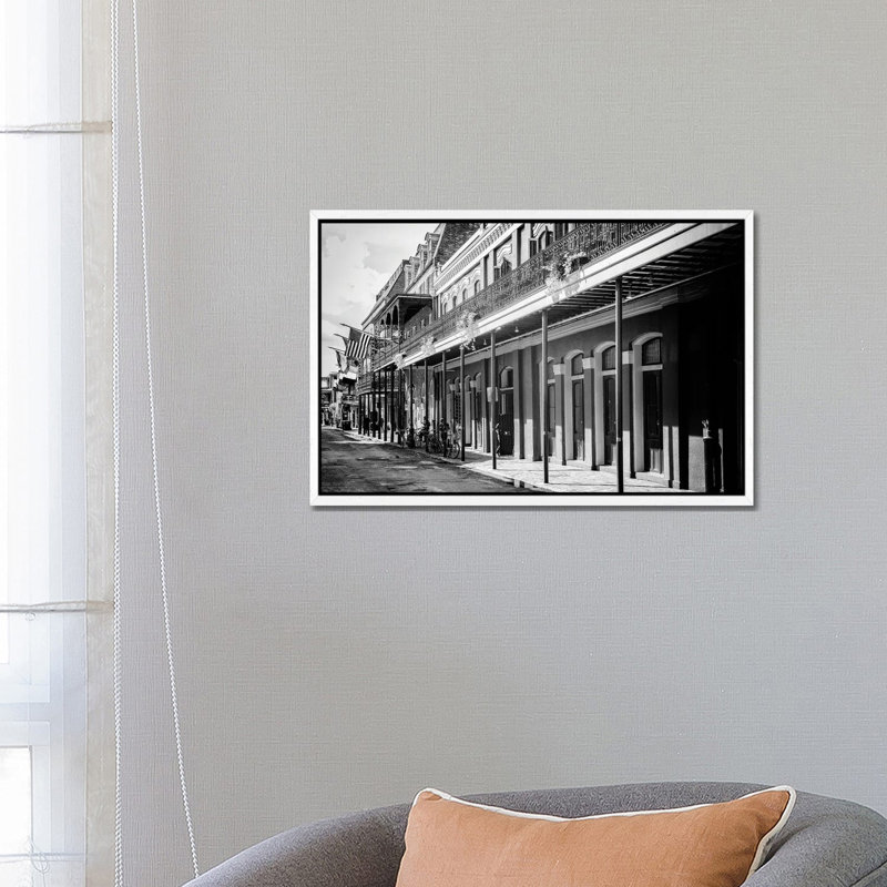 Black NOLA Series - Old Traditional Facades by Philippe Hugonnard - Gallery-Wrapped Canvas Giclée on Canvas, White Framed