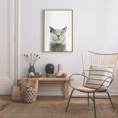 Smiling Cat by Amy Peterson Framed Canvas Wall Art Print