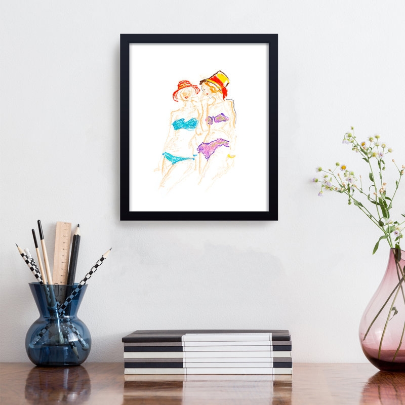 'Bathing Beauties' Framed Print Wall Art, 16" H x 12" W x 1" D