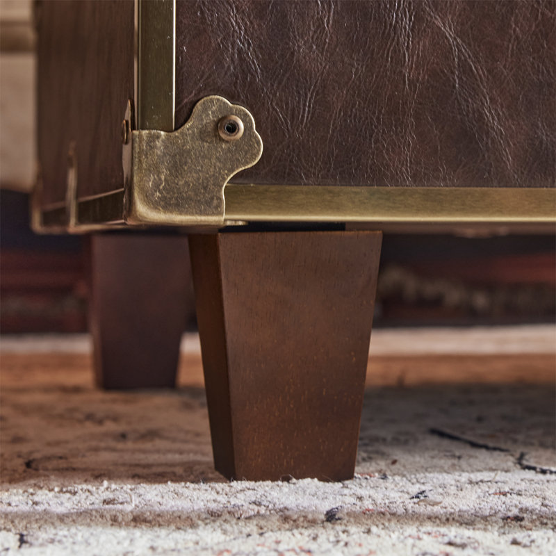 RHINO LUXURY FAUX LEATHER END OF BED TRUNK - SQUARE FEET, Cognac