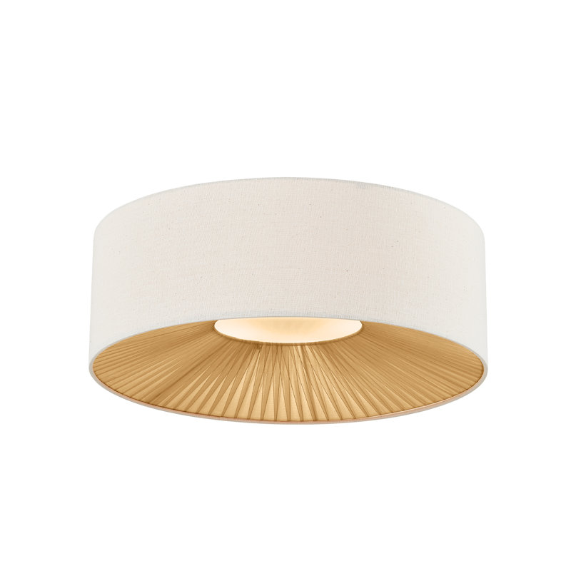 Textile - Warren Drum Flush-Mount - Cream Linen Fabric Shade - 24”L x 24”W x 9”H