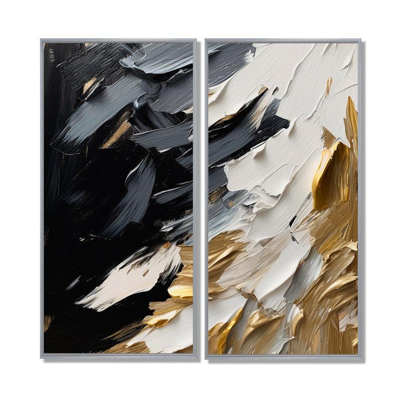 Lohman - Grandes impressions abstraites sur toile, 20" H x 24" W, Silver, Impression encadrée flottante