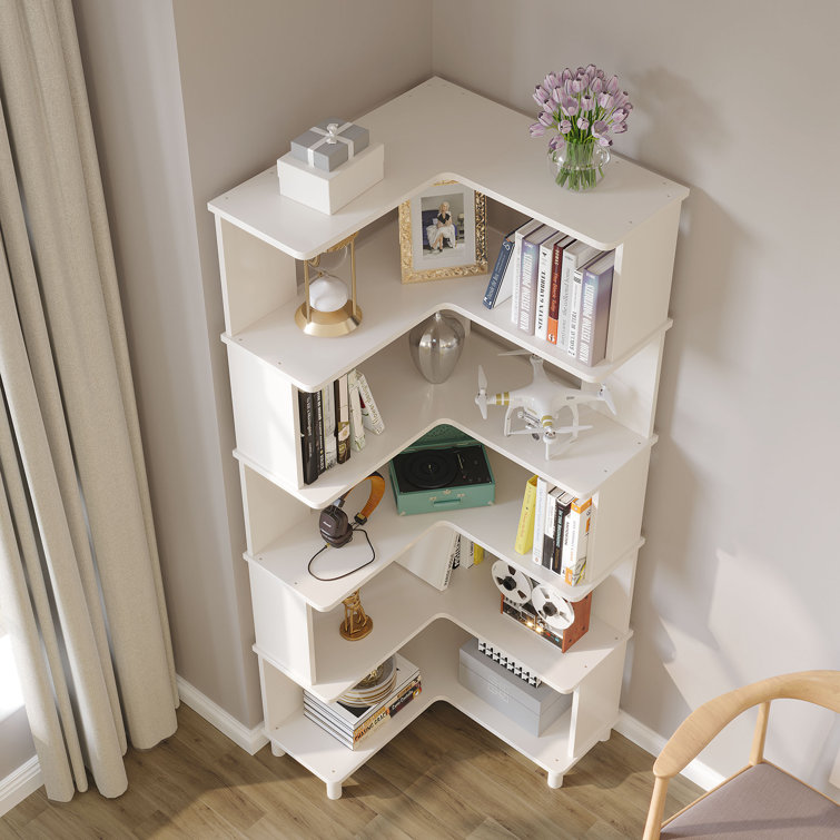 Corner Bookshelf, Multi-Layer Display Shelf, Corner Cube Toy for Small Space, Book Storage, Wooden Cube Corner Bookshelf for Game Room, Bedroom, Livin