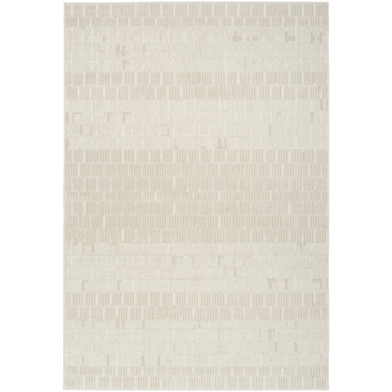 Tapis d'intérieur moderne ivoire Ebern Designs Reimann, Rectangle 5 pi x 7 pi