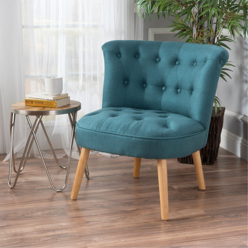 Chaise capitonnée confortable et élégante pour toute pièce, idéale pour la détente et la décoration, Tissu sarcelle