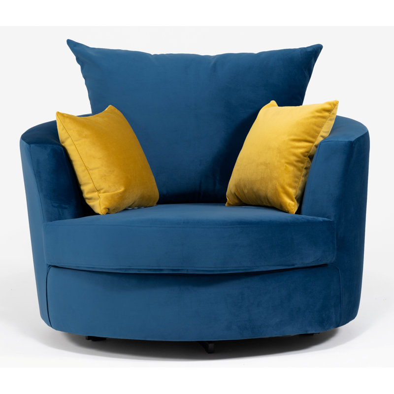 Laci Velvet Swivel Armchair, Marine