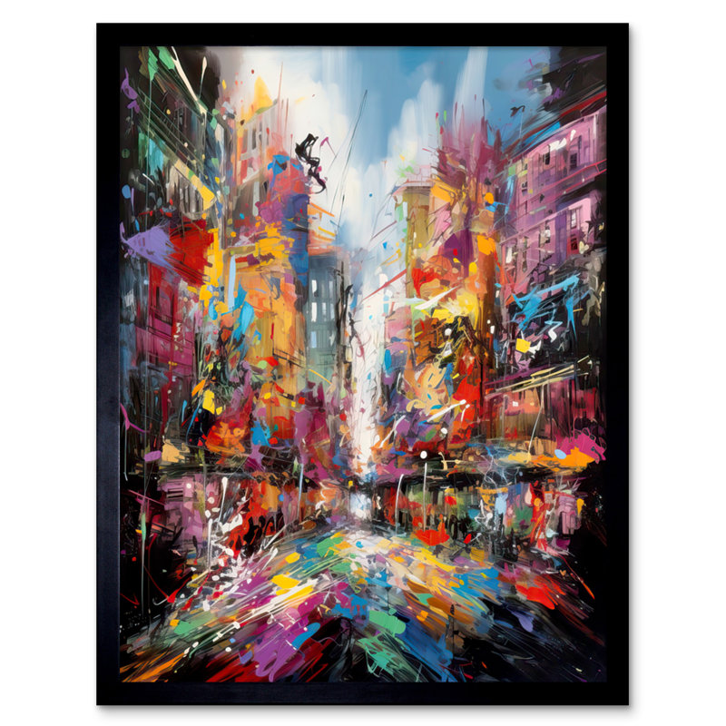 Aanijah Abstract City Street Modern Vibrant Cityscape - Single Picture Frame Print
