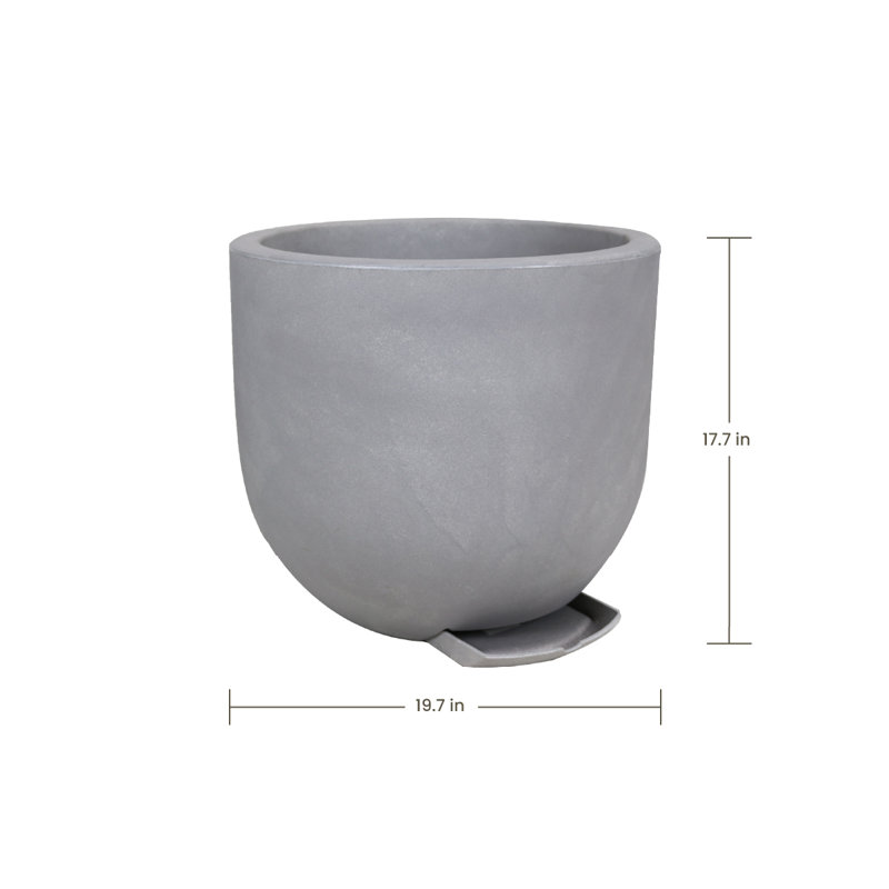 Pot à fleurs rond de 19,7 pouces Petar ECOBO, utilisation intérieure et extérieure Decora, gris