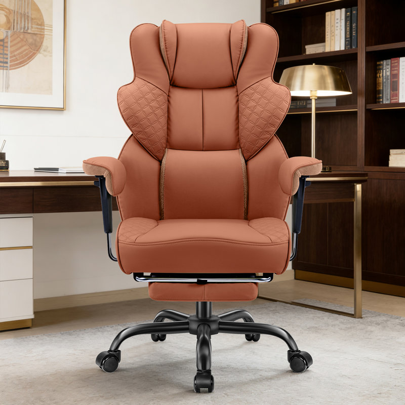 Chaise de bureau ergonomique avec repose-pieds Murva, Brun