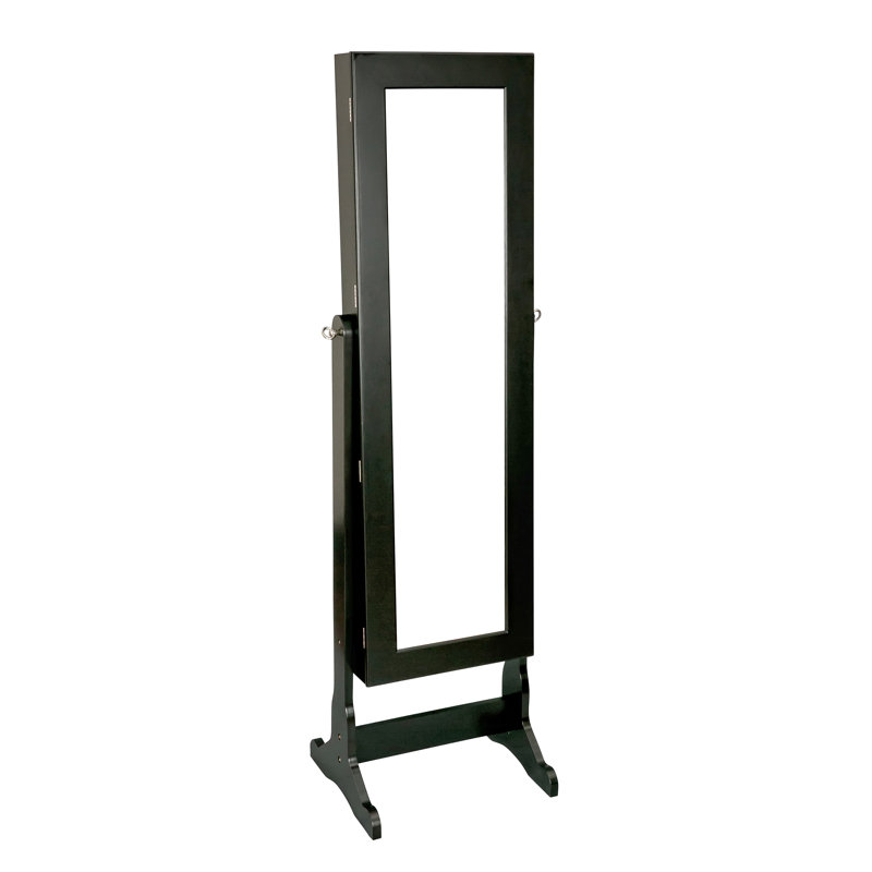 Armoire à bijoux en bois massif avec miroir