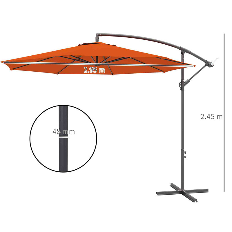 295cm Cantilever Parasol, Orange