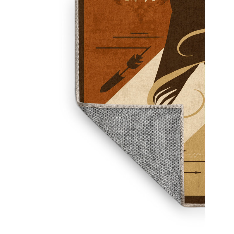 Tapis beige lavable à la machine Brennan Cherokee Archer - Reliure beige, 8 x 12