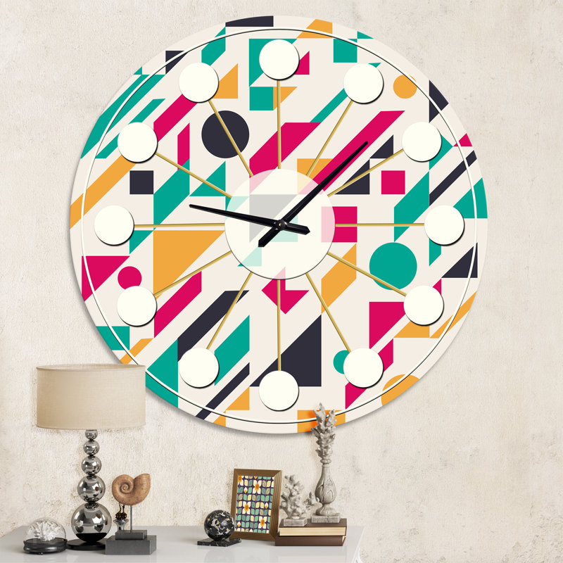 Retro Geometric Design III - Mid-Century Modern wall clock, Medium