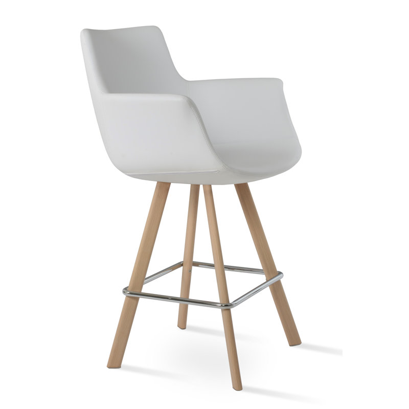 Bottega Sword Bar & Counter Stool, Natural, White, Bar Stool (29" Seat Height)
