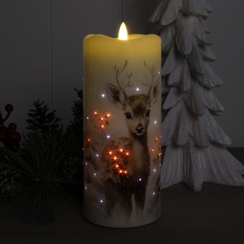 Winter Fawns Fiber Optic Candle