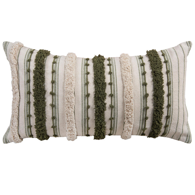 Housse et insert rectangulaires en coton, Naturel / rayé vert