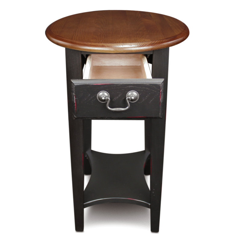 Oval Solid Wood Side Table, Slate