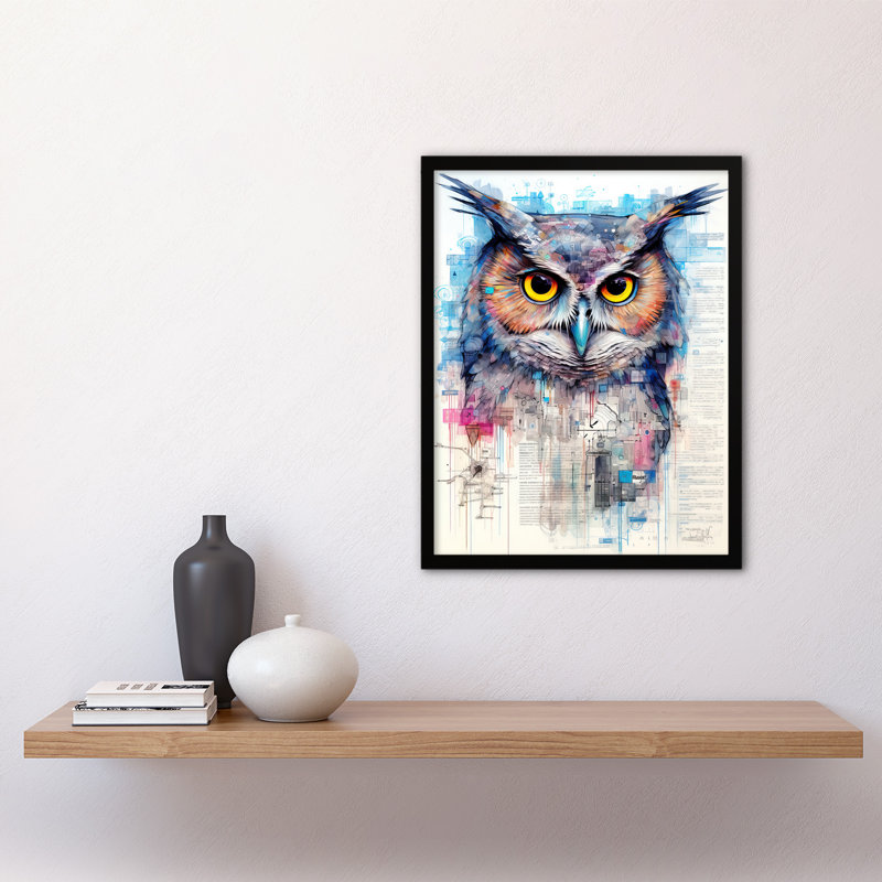 Great Horned Owl Robot Hybrid Secret Military Schematic - Single Picture Frame Print
