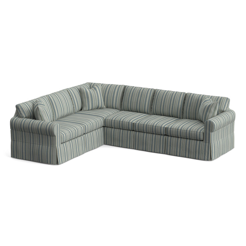 Bedford Sectional, Green and Blue Stripe; 0252-54, Left Hand Facing