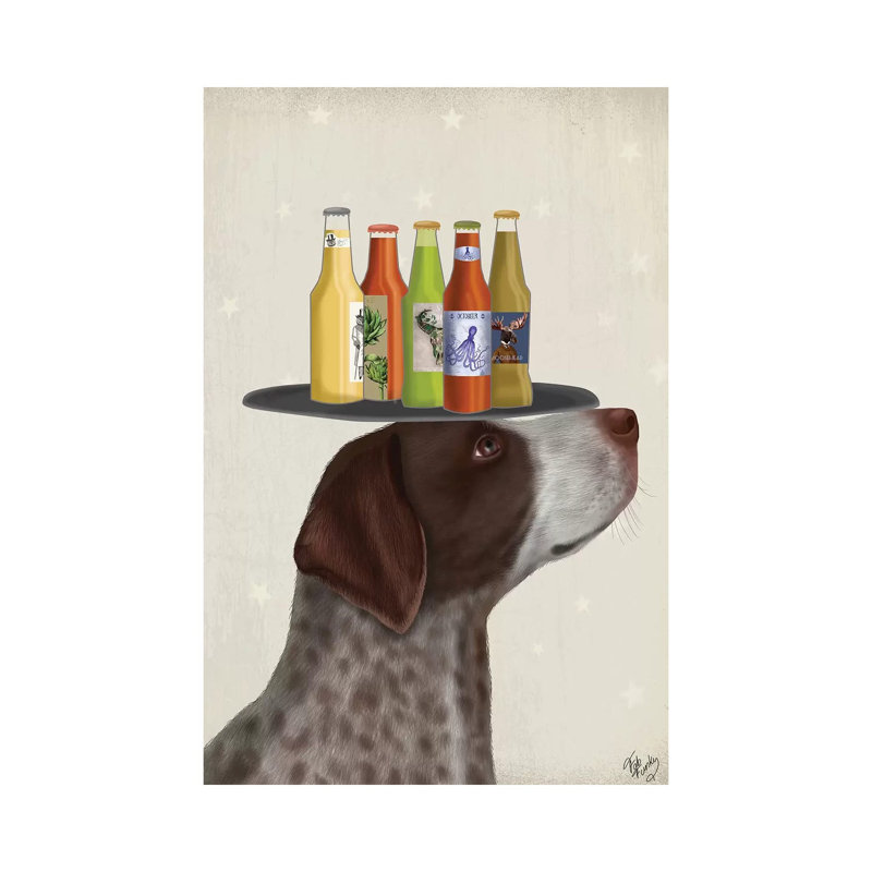 German Shorthaired Pointer Ice Cream Beer Lover by Fab Funky - Wrapped Canvas Gallery-Wrapped Canvas Giclée