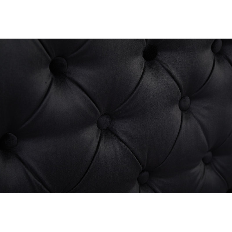 Canapé en velours à accoudoirs carrés 70 po Shawn, Velours noir