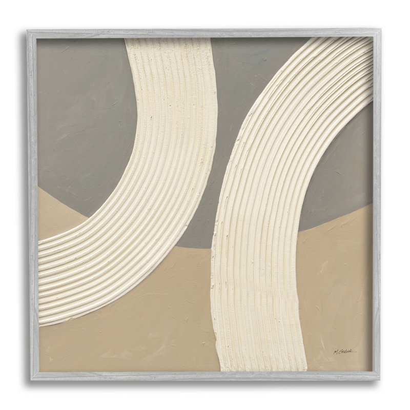 Gray and Beige Abstract Canvas Print with Gray Frame