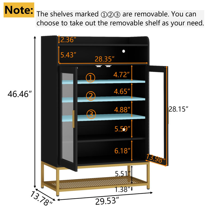 Armoire de rangement pour chaussures 28 paires avec éclairage DEL, Noir