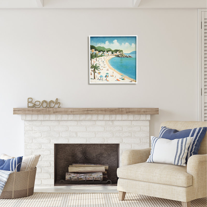 Bb-382-Tropical Beach Goers, reproduction encadrée sur bois, Giclée encadrée blanc bord de mer, H 24 po x l 24 po x P 1,5 po