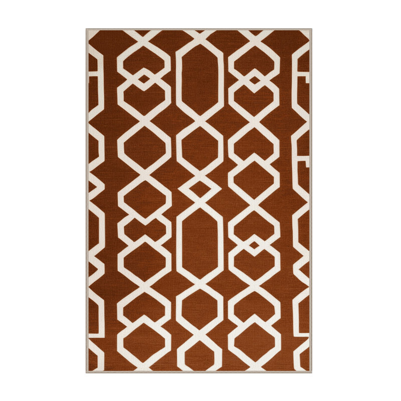 Tapis brun treillis lavable à la machine, Rectangulaire 8 pi x 10 pi