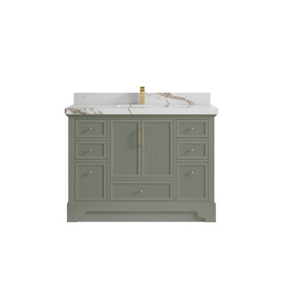 Meuble-lavabo simple autoportant 48 po avec plateau en quartz Alys