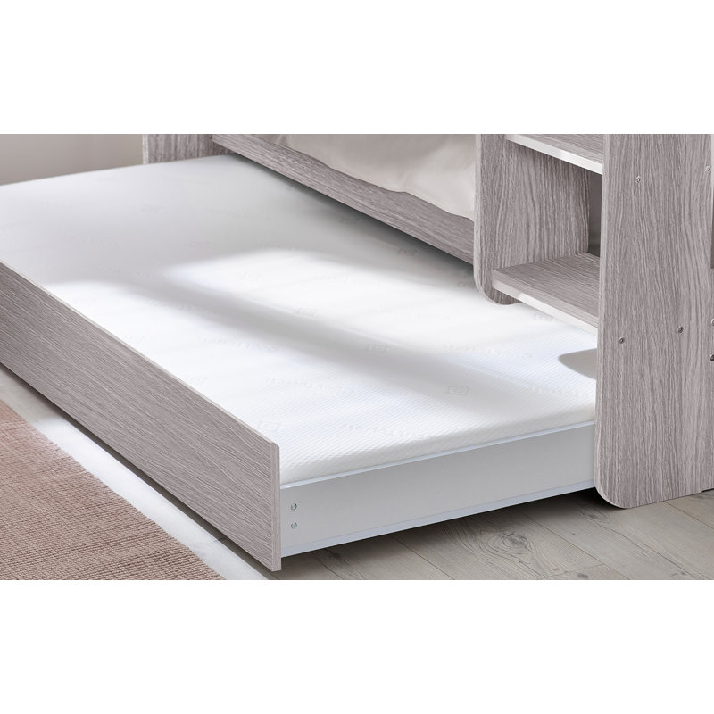 Anguiano Single (3') Bunk Bed with Storage Included with Trundle Included, Grey Oak