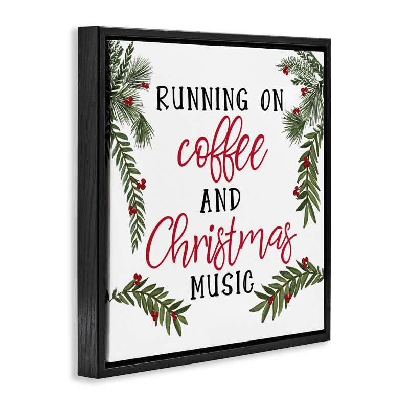 Cadre flottant Coffee & Christmas Music, design par Dogwood Portfolio, Cadre flottant noir de jais, H 18 po x l 18 po