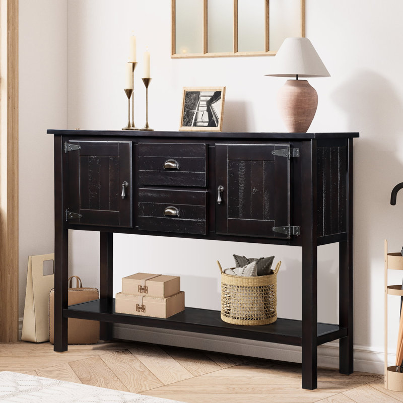 Console en bois massif avec tablette, polyvalente - Design