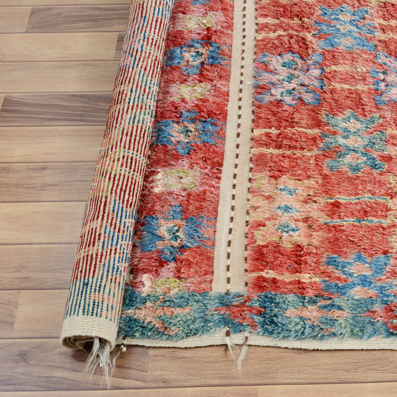 Tapis unique en laine noué à la main nouvel âge rouge 6 pi 3 po x 10 pi 2 po Jone